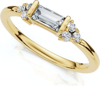 Pompeii3 Emerald Diamond Stackable Wedding Ring Women Anniversary Band 14k Gold Lab Grown