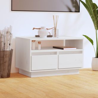 vidaXL Vidaxl - Mobile Porta Tv Bianco 60x35x37 Cm In Legno Massello Di Pino