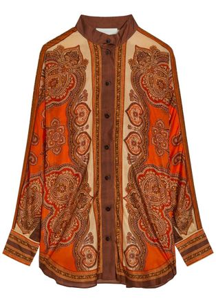 Zimmermann Mohon Printed Silk Shirt - Orange - 4 (UK 16 / XL)