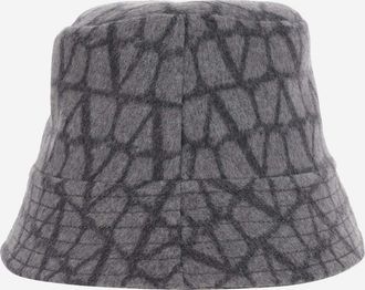 Valentino Garavani Womens Bucket Hat Toile Iconographe Grey Lana