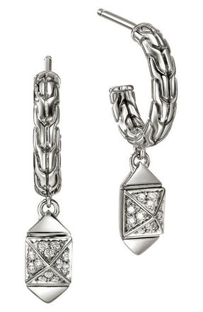 John Hardy Icon Stud Diamond Hoop Earrings in Silver at Nordstrom