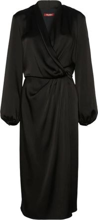 Max Mara Vestido con cuello en V y cintura drapeada - Dresses - Mujer - Negro - XS