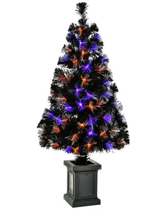 National Tree Company 48 Halloween Black Fiber Optic Entrance Tree