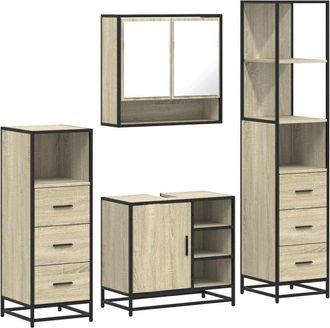 vidaXL Vidaxl - 4 Piece Bathroom Furniture Set Sonoma Oak Engineered Wood