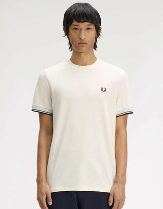 Fred Perry Mens Fred Perry Mens Twin Tipped Cuff T-Shirt - Light Ice R30 - White - Size: 40