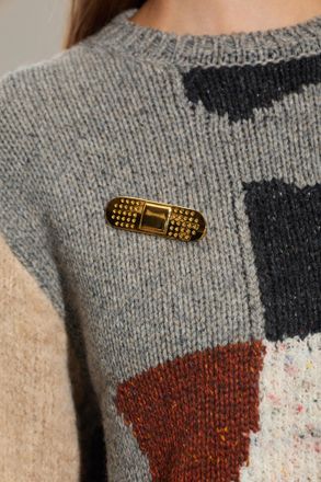 Moschino Brass Pin, Womens, Gold