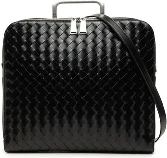 Bottega Veneta Intrecciato Black Leather Briefcase (Pre-Owned)