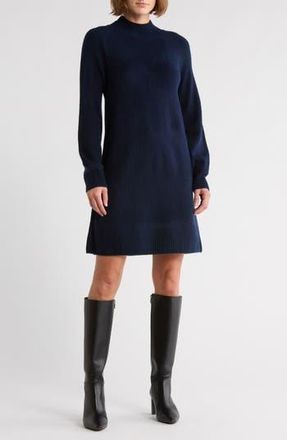 Halogen Mock Neck Long Sleeve Sweater Dress in Classic Navy at Nordstrom Rack, Size Large