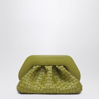 Themoirè Kiwi Colored Braided Clutch Tia