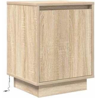 vidaXL Mesilla De Noche Con Luces Led Roble Sonoma 38x34x50 Cm Vidaxl