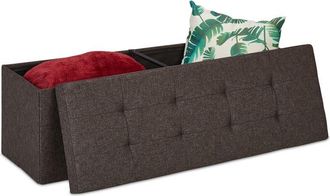 Relaxdays Relaxdays - Contenitore Pouf, Capiente Panca Imbottita, Cassapanca Pieghevole con Separatori, 120 l, Divanetto, in marrone