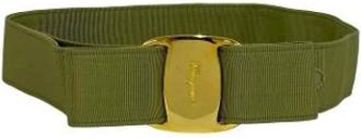 Ferragamo Pre-owned Canvas Riem - Dames - Vintage Accessoires - Groen - ONE Size - Leer - Vintage