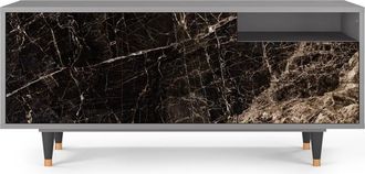 StoryZ Mueble de TV negro 2 cajones y 2 puertas L 125 cm