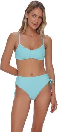 Swim Systems Pom Pom Sylvia Bralette Bikini Swimsuit Top in Aqua Haze Rib at Nordstrom, Size Xx-Large