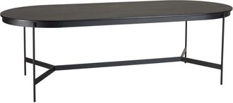 Macabane Mesa de comedor ovalada negra con patas de metal de 240x104 cm