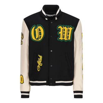 Off-white Logo-Patch Varsity Jacket Black OMJA059F22LEA0011018