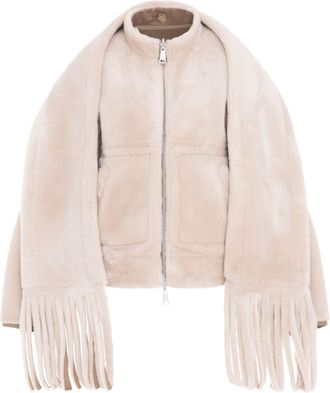 Urban Code Reversible Bomber Jacket with Attached Fringed Scarf