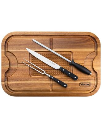 Viking Acacia Oversized Carving Board With 3Pc Carving Set