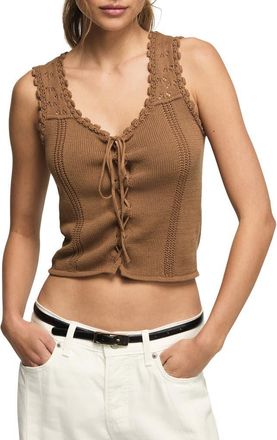 Lucky Brand Festival Lace-Up Knit Vest in Malt at Nordstrom, Size X-Small