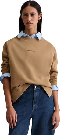 Marc O'Polo Denim Sweatshirt MARC OPOLO DENIM, Damen, Gr. XS, chestnut chocolate, angeraute Sweatware, Obermaterial: 100% Baumwolle, relaxed fit normal, Rundhals, Rippb