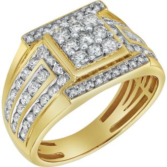 LuvMyJewelry Iced Hammer 14K Yellow Gold Diamond Men Statement Ring - 1.55ct. at Nordstrom, Size 10