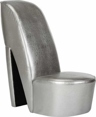 vidaXL Vidaxl - Sill&oacute;n Con Forma De Zapato De Tac&oacute;n Cuero Sint&eacute;tico Plateado