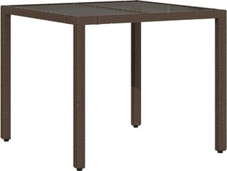 vidaXL Vidaxl - Tavolo Da Giardino Piano In Vetro Marrone 90x90x75cm Polyrattan
