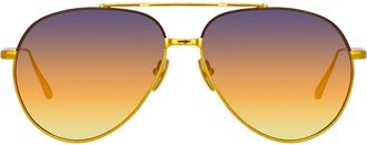 Linda Farrow MARCELO LFL1421 C7 Mens Sunglasses Gold Size 61