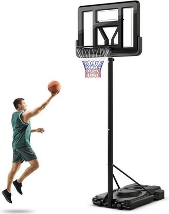 Costway Costway - Canasta De Baloncesto Adultos, Altura Ajustable De 9 Niveles, 230-305cm, Aro Baloncesto Exterior Con Ruedas, Canasta De Baloncesto Interior 