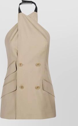 Max Mara halterneck double breasted top flap pockets