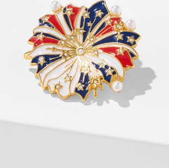 Talbots Ribbon Firework Brooch - Red / Gold - 001 Talbots