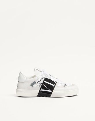 Valentino Garavani Sneaker Low-Top Vl7N In Vitello E Nastri Uomo BIANCO/ NERO 39.5
