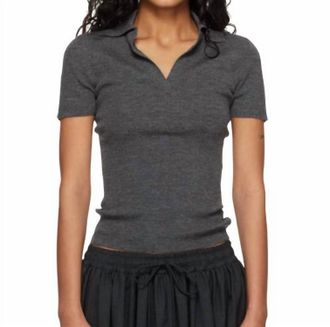 Max Mara Rib-Knit Wool Polo Shirt In Medium Grey