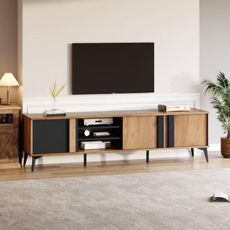Merax Industrial TV Stand for TVs up to 80 Inch, Media Unit Console Table in Brown