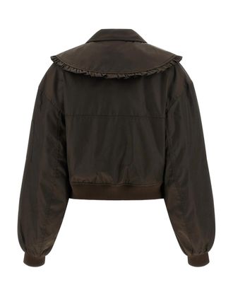 Ganni Womens Bomber Jacket Demitasse Nylon Recycled Polyamide