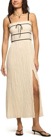 Lucky Brand Contrast Piped Maxi Dress in Cream at Nordstrom, Size Medium