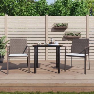 vidaXL Juego Comedor Jard&iacute;n 3 Piezas Y Cojines Rat&aacute;n Sint&eacute;tico Y Acero Vidaxl
