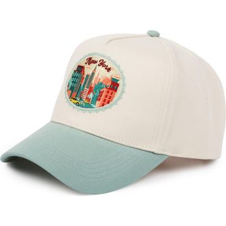 David and Young New York Embroidered Patch Cotton Baseball Cap in Sage at Nordstrom Rack