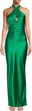 Amanda Uprichard Jade Silk Maxi Dress In Dark Green