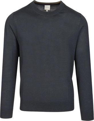 Paul Smith Merino Wol Trui met Ronde Hals - Heren - Ronde hals truien - Blauw - XL - Wol - Truien & Vesten
