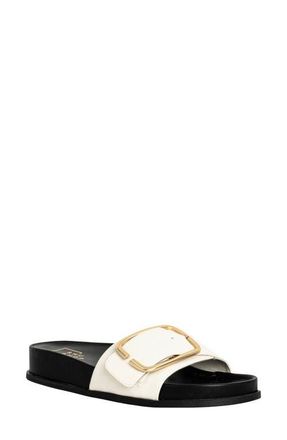 Shushop Delphine Slide Sandal in Black And White at Nordstrom, Size 6.5