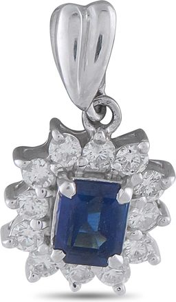 Luxury Bazaar Platinum 0.38 ct Diamond and 0.75 ct Sapphire Pendant MF11-010226