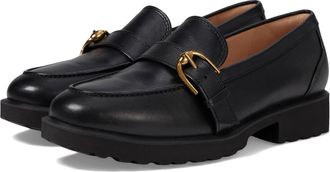 Cole Haan Giana Buckle Loafers Womens Black Leather Slip On Shoes ZOGG3906