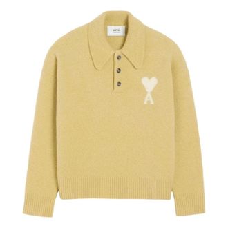 Ami Big Heart Logo Sweater Lime Green Off White UPL408-KN0135-3993
