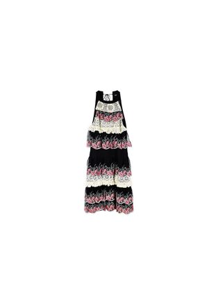Just Cavalli Pink, ivory & black tiered lace dress Size S