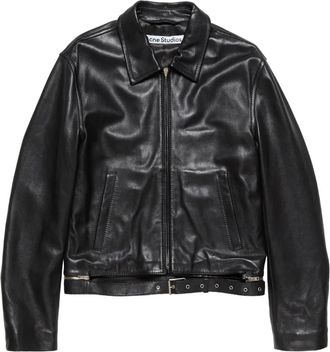 Acne Studios Giacca in pelle con cintura - Nero