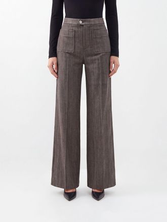 SOEUR Pantaloni a gamba larga Harold in lana con vita alta