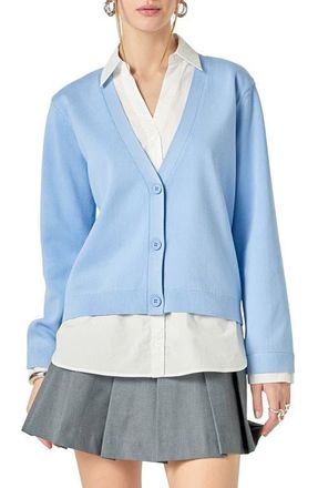 English Factory Mixed Media Button-Up Shirt in Powder Blue at Nordstrom, Size X-Small