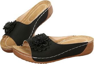 Generic Wedge Sandals for Women Slipper Perfect for Summer Beach Flowers Sandal Ladies Orthopedic Sliders Open Toe Platform Slippers with Arch Support Slip On