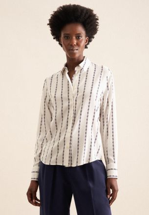 Seidensticker Hemdbluse SEIDENSTICKER Schwarze Rose, Damen, Gr. 3XL (46), beige (ecru), 100% Viskose, gemustert, regular fit, ohne Ausschnitt, Blusen Hemdbluse, 1/1